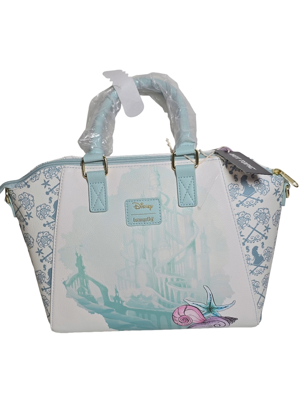 Loungefly Disney Little Mermaid Ariel Watercolor Coastal Satchel Tote Bag NWT - Picture 3 of 4